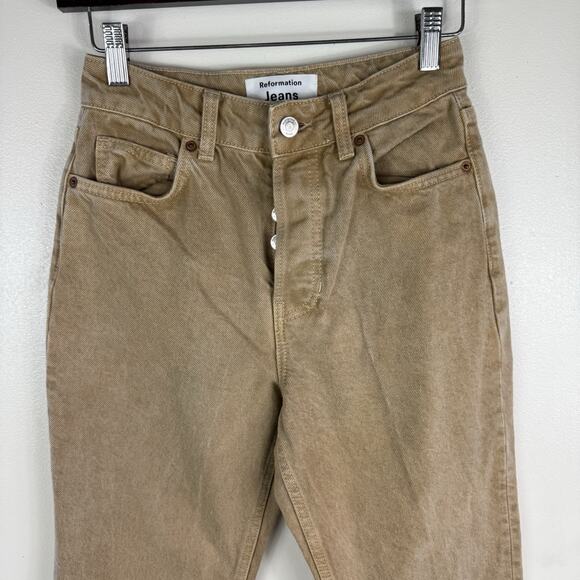 Reformation Jeans Women 24 (24x28) Cynthia High Rise Straight Brown Vtg Marzipan - Picture 3 of 16